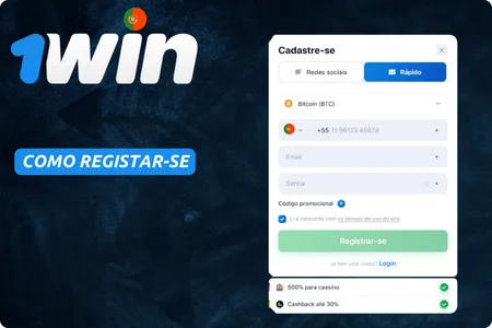 1win Processo de registo